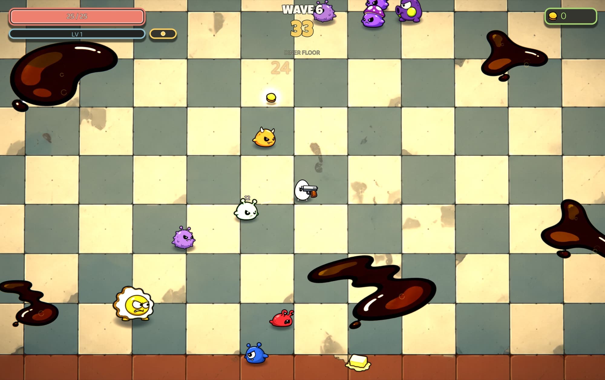 Diner Floor: Grease slicks slow everyone who steps in them.
